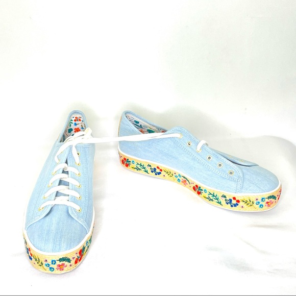 Anthropologie Keds x Rifle Paper Co. Rosalie Embroidered Triple Kick Sneakers 10 - Picture 6 of 14